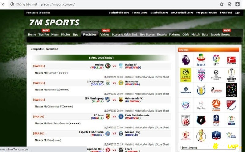 Giao diện trang web 7Msport Livescore được thiết kế đơn giản
