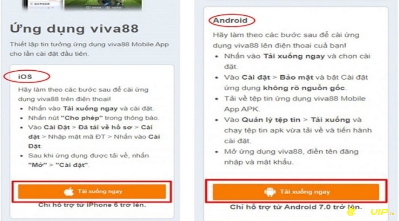 App M viva88.net có thể tải cho thiết bị Android và IOS